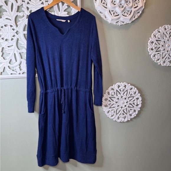Soft Surroundings Blue Soft Drawingstring Dress Long Sleeve Medium Easy Living - Picture 1 of 8